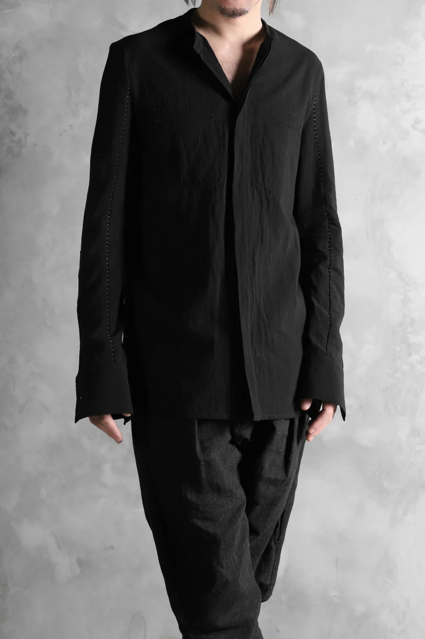 masnada COLLARLESS UNIFORM SHIRT / TESSUTO MISTO (BLACK) - Image 6