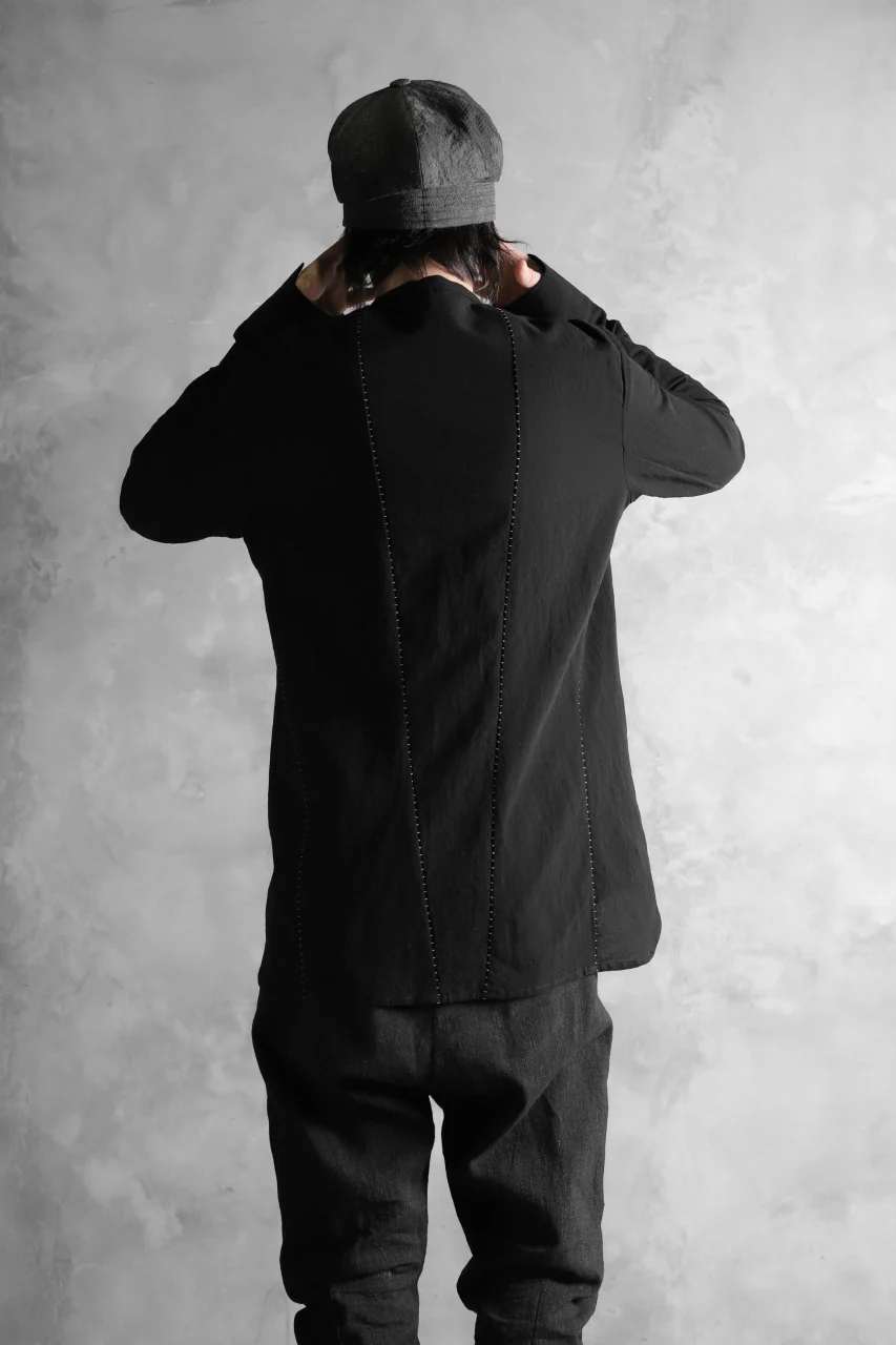 masnada COLLARLESS UNIFORM SHIRT / TESSUTO MISTO (BLACK) - Image 9