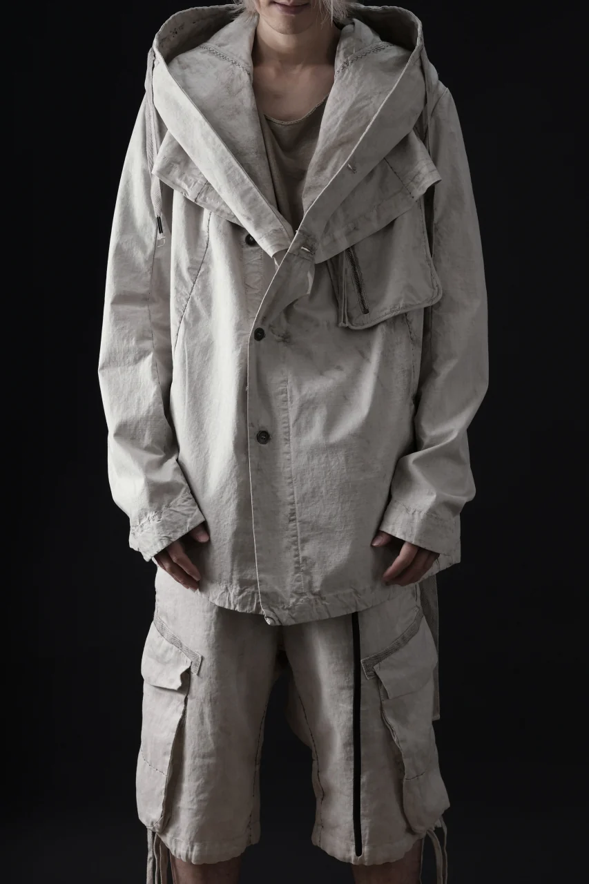 masnada CROPPED LOOSE POCKET PARKA JACKET / STRETCH COTTON RIPSTOP (FLINT) - Image 3