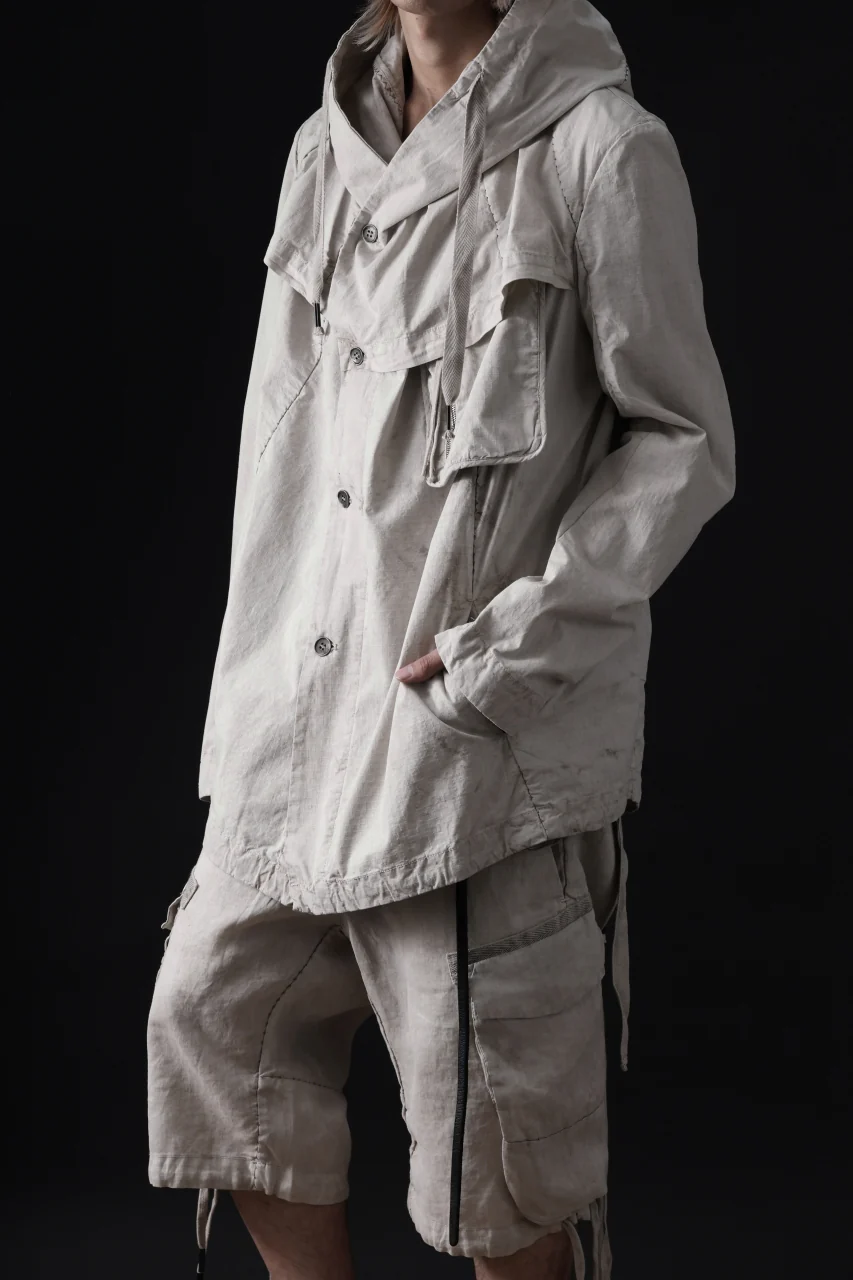 masnada CROPPED LOOSE POCKET PARKA JACKET / STRETCH COTTON RIPSTOP (FLINT) - Image 32