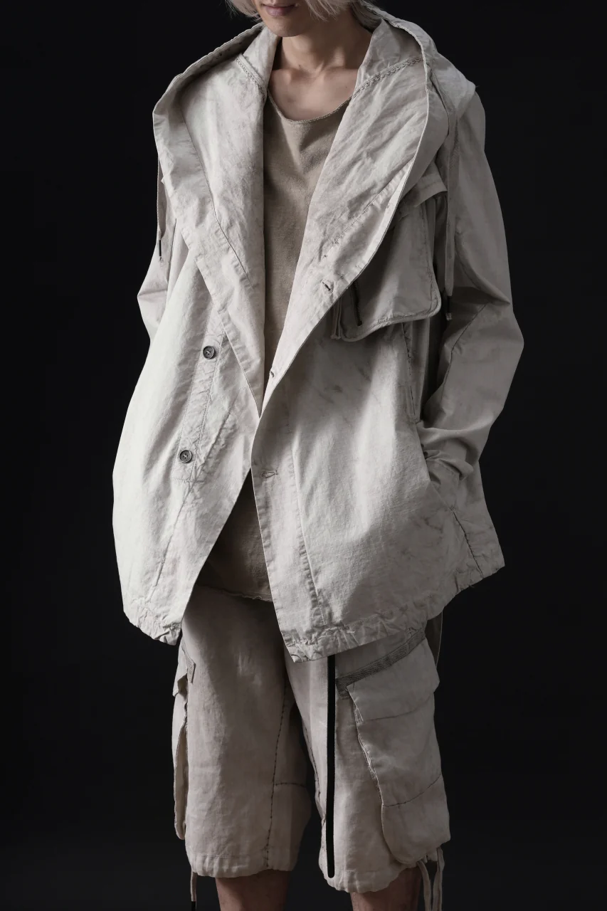 masnada CROPPED LOOSE POCKET PARKA JACKET / STRETCH COTTON RIPSTOP (FLINT) - Image 36