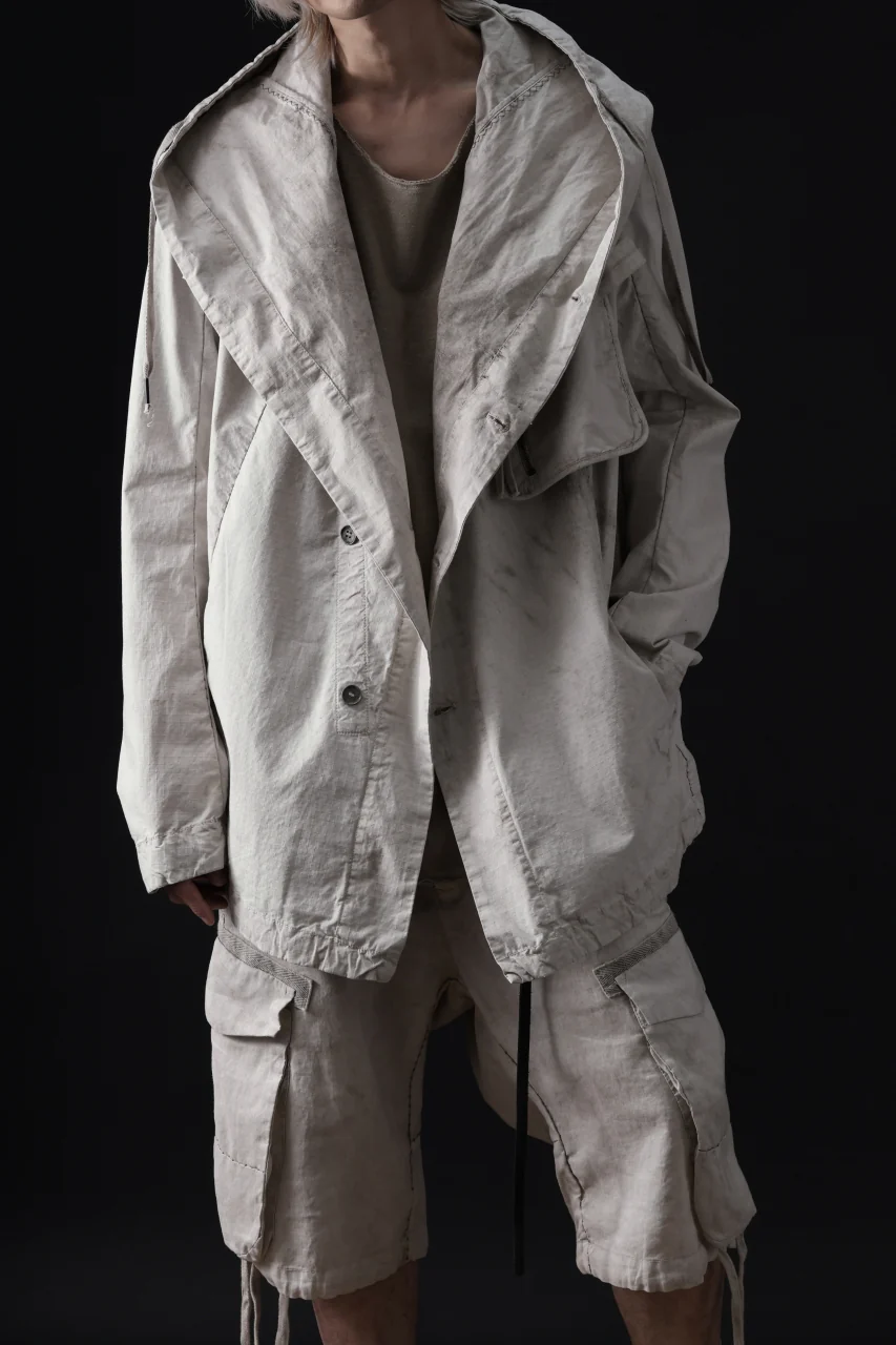 masnada CROPPED LOOSE POCKET PARKA JACKET / STRETCH COTTON RIPSTOP (FLINT) - Image 37