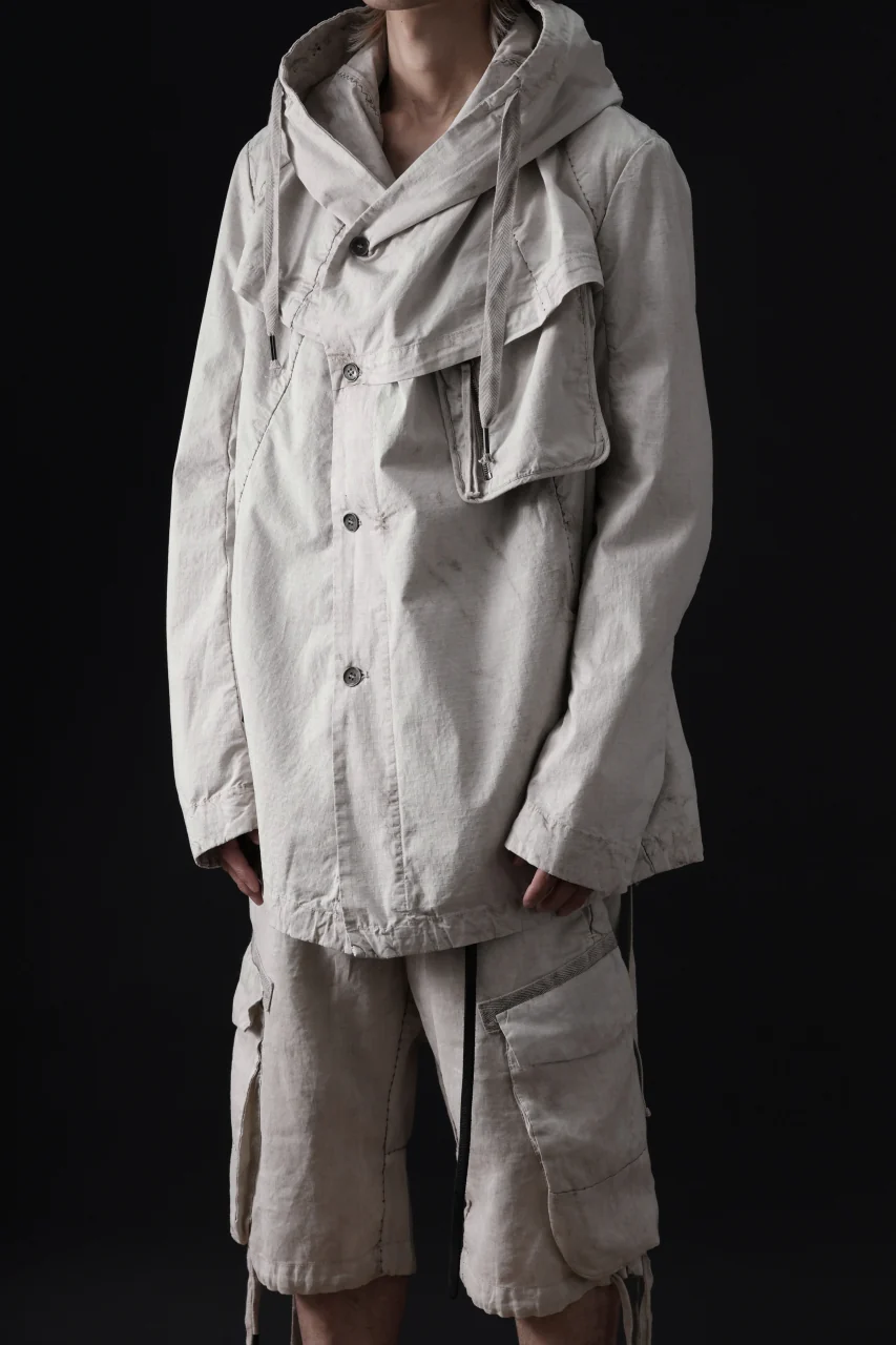 masnada CROPPED LOOSE POCKET PARKA JACKET / STRETCH COTTON RIPSTOP (FLINT) - Image 4