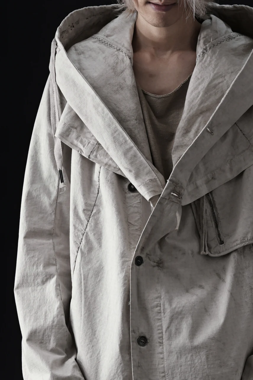 masnada CROPPED LOOSE POCKET PARKA JACKET / STRETCH COTTON RIPSTOP (FLINT) - Image 48