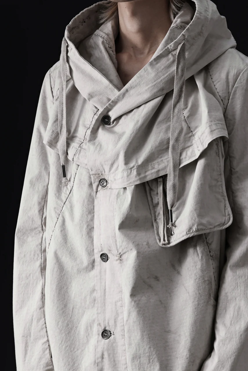 masnada CROPPED LOOSE POCKET PARKA JACKET / STRETCH COTTON RIPSTOP (FLINT) - Image 51