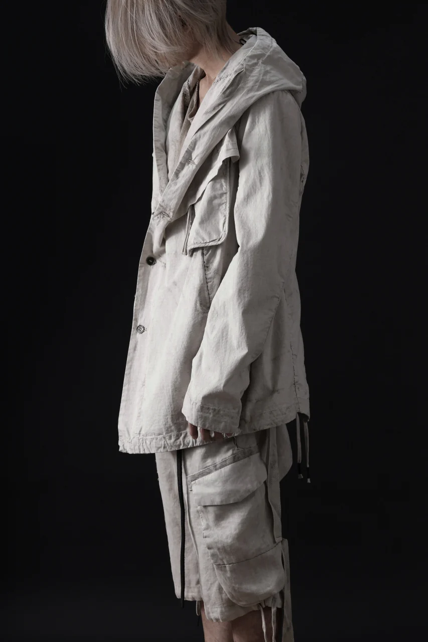 masnada CROPPED LOOSE POCKET PARKA JACKET / STRETCH COTTON RIPSTOP (FLINT) - Image 6
