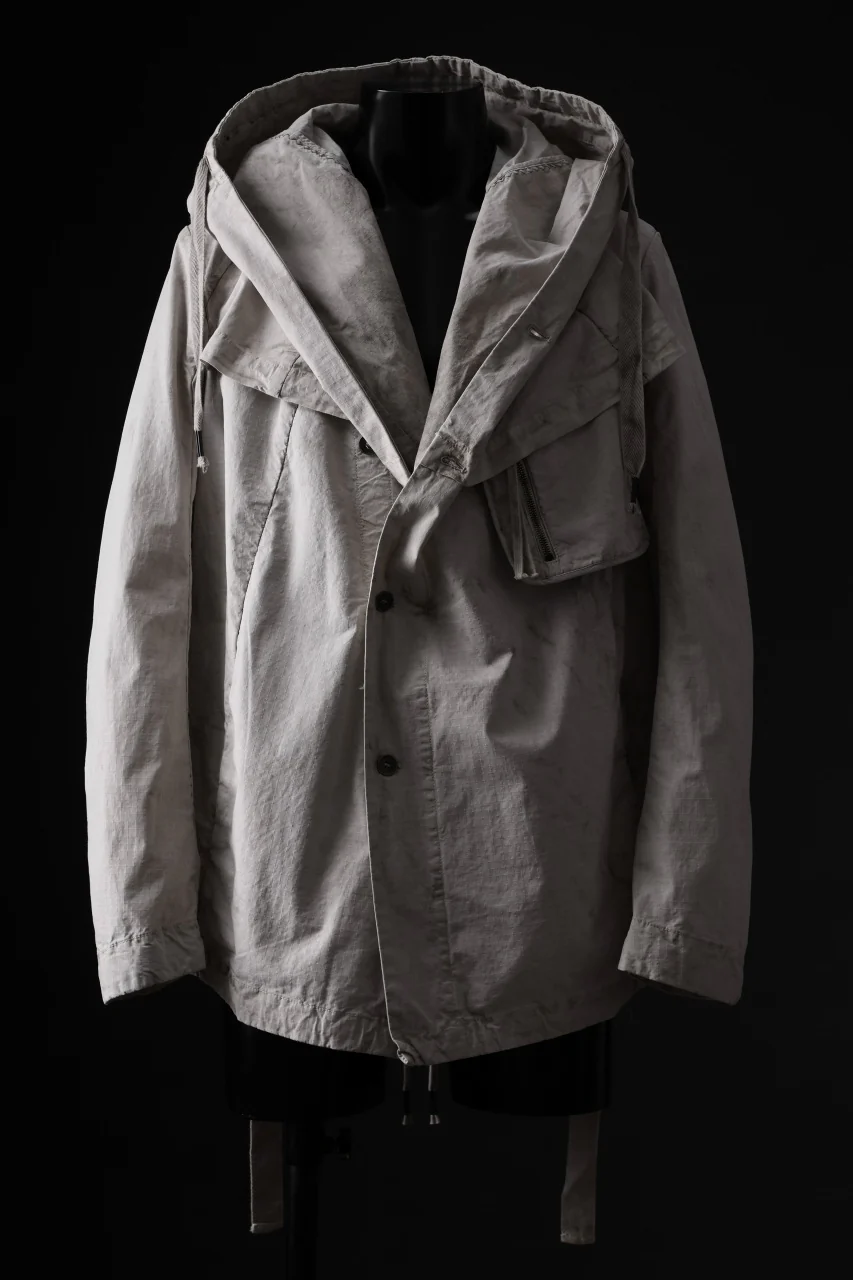 masnada CROPPED LOOSE POCKET PARKA JACKET / STRETCH COTTON RIPSTOP (FLINT) - Image 7