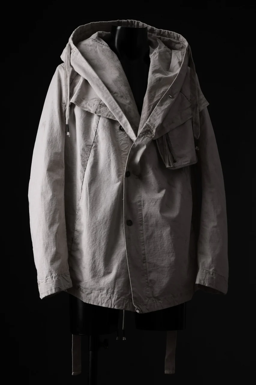 masnada CROPPED LOOSE POCKET PARKA JACKET / STRETCH COTTON RIPSTOP (FLINT) - Image 9