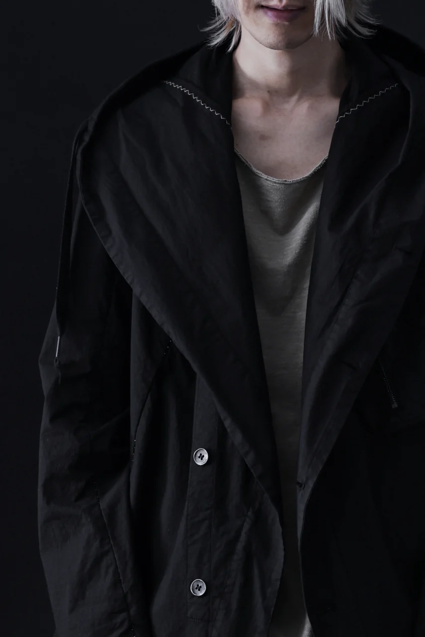 masnada CROPPED LOOSE POCKET PARKA JACKET / STRETCH COTTON RIPSTOP (SOLID BLACK) - Image 42