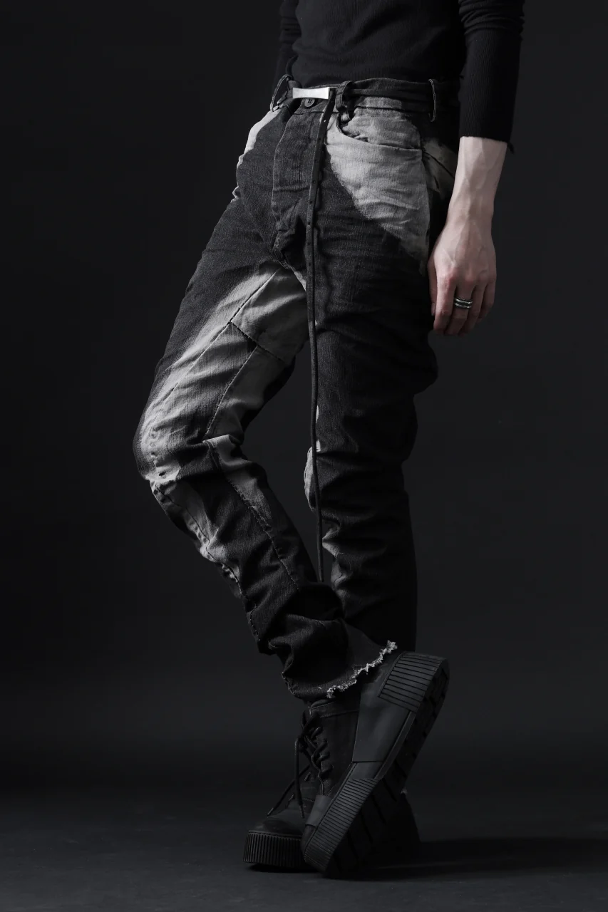 masnada CURVED SLIM 6 POCKET JEANS / REPURPOSED STRETCH JEANS (CORRODED) - Image 26