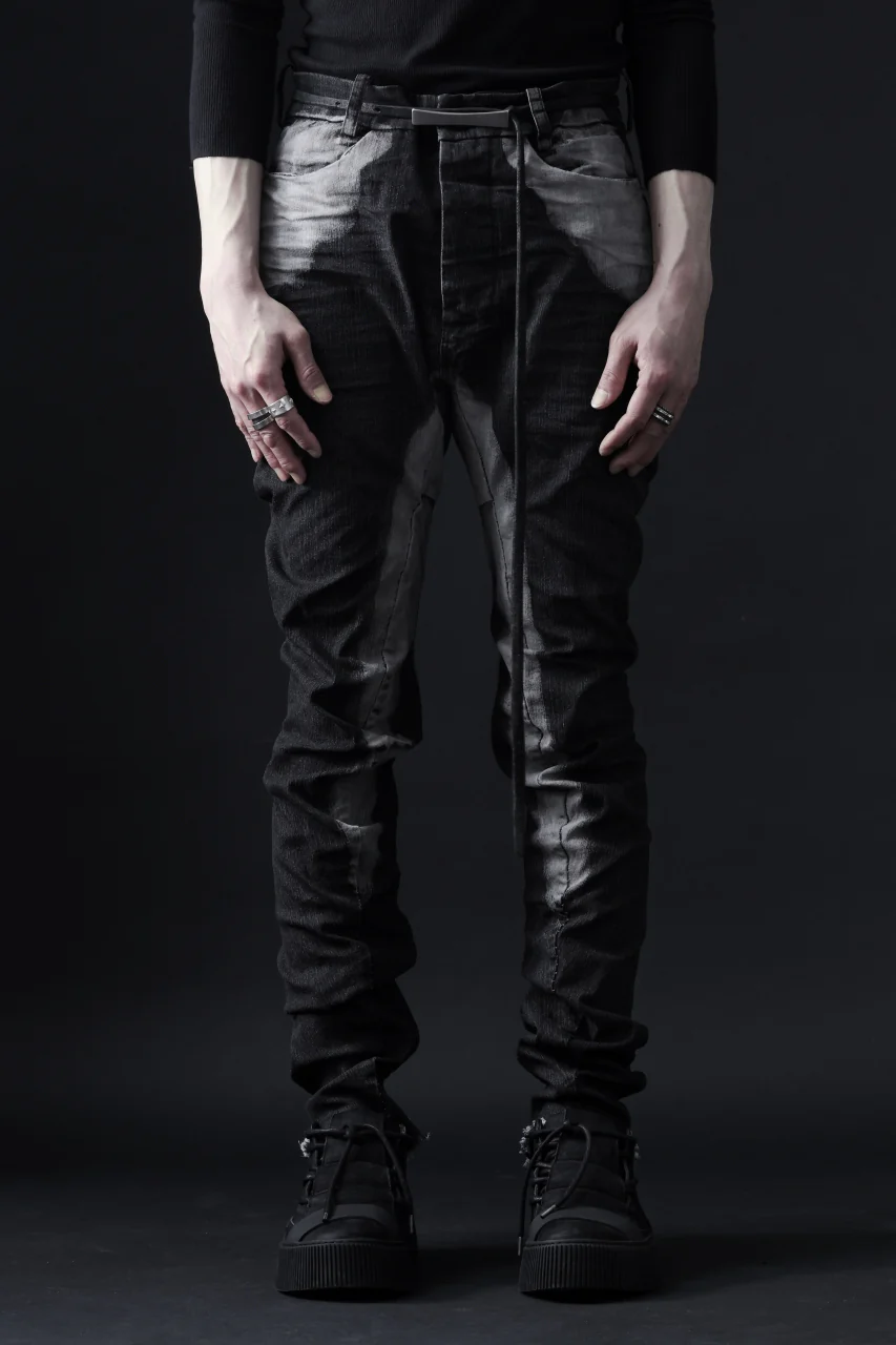 masnada CURVED SLIM 6 POCKET JEANS / REPURPOSED STRETCH JEANS (CORRODED) - Image 3