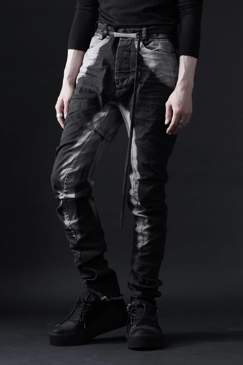 masnada CURVED SLIM 6 POCKET JEANS / REPURPOSED STRETCH JEANS (CORRODED) - Image 5