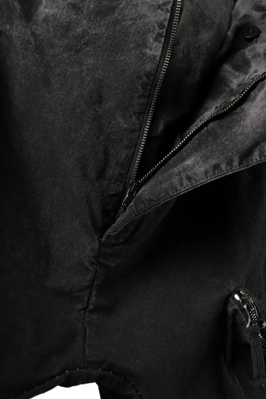 masnada DECLINE BONDAGE ZIP CARGO TROUSER / RIPSTOP ELASTICIZZATO (BLACK IMPLOSION) - Image 14