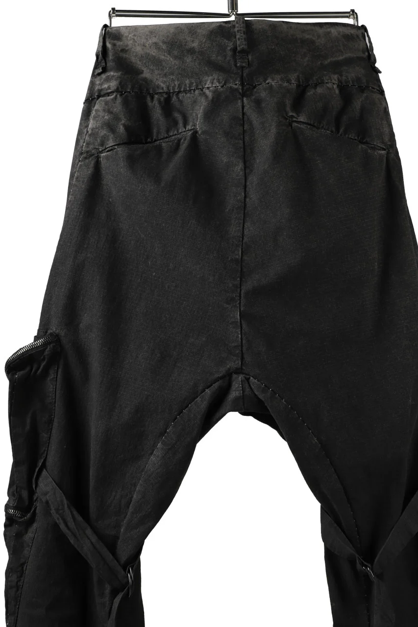 masnada DECLINE BONDAGE ZIP CARGO TROUSER / RIPSTOP ELASTICIZZATO (BLACK IMPLOSION) - Image 15