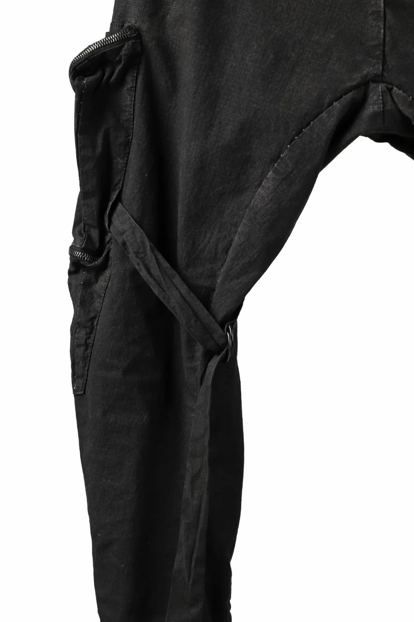 masnada DECLINE BONDAGE ZIP CARGO TROUSER / RIPSTOP ELASTICIZZATO (BLACK IMPLOSION) - Image 17