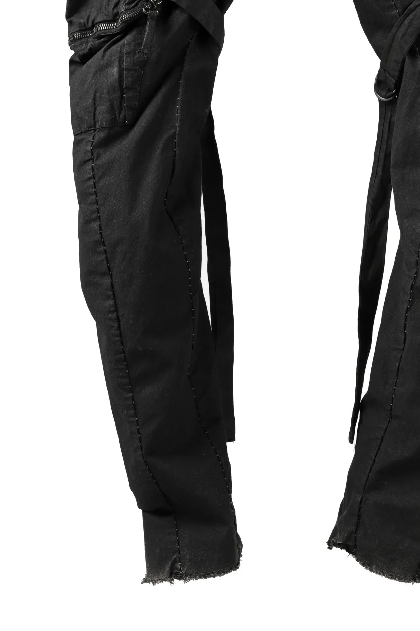masnada DECLINE BONDAGE ZIP CARGO TROUSER / RIPSTOP ELASTICIZZATO (BLACK IMPLOSION) - Image 7