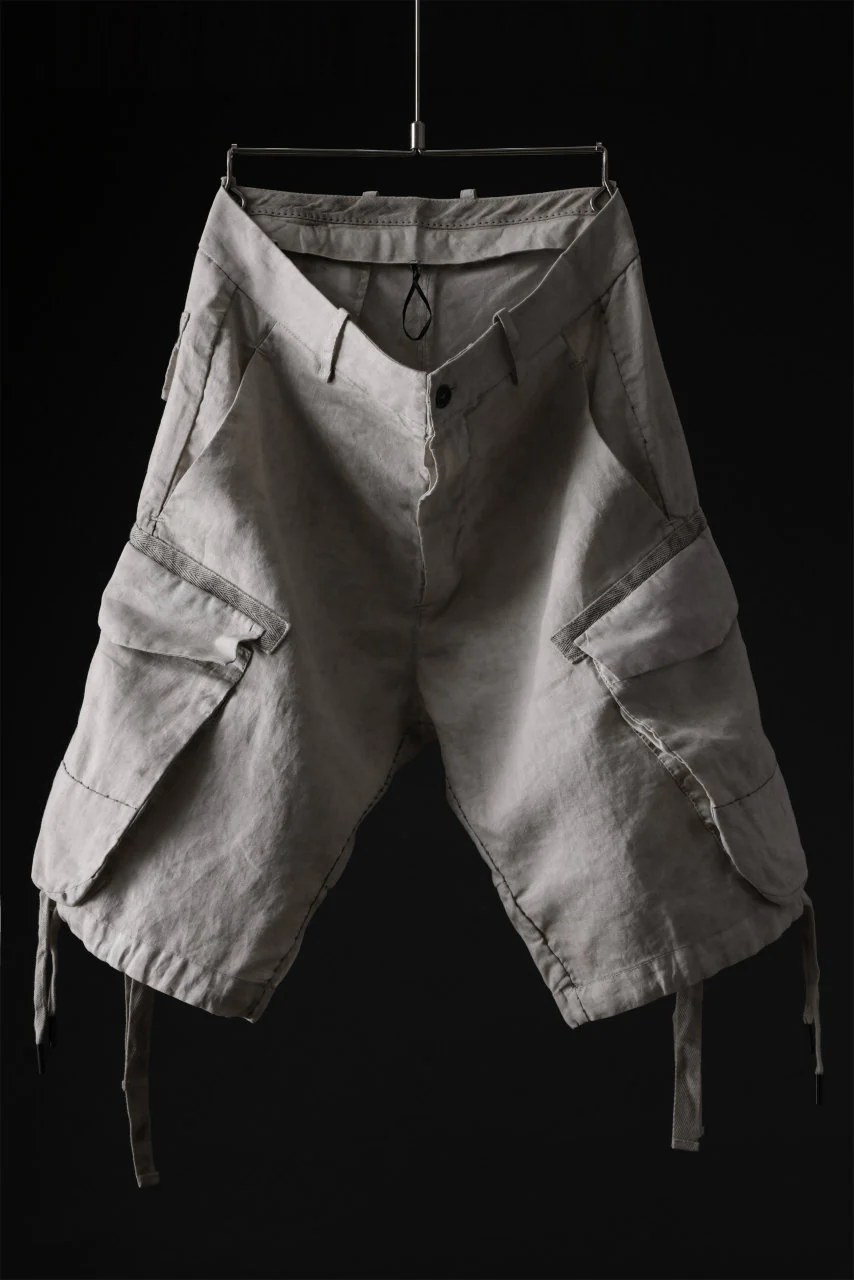 masnada DRAWSTRING HEM BERMUDAS / GARMENT DYE RAMIE (FLINT)