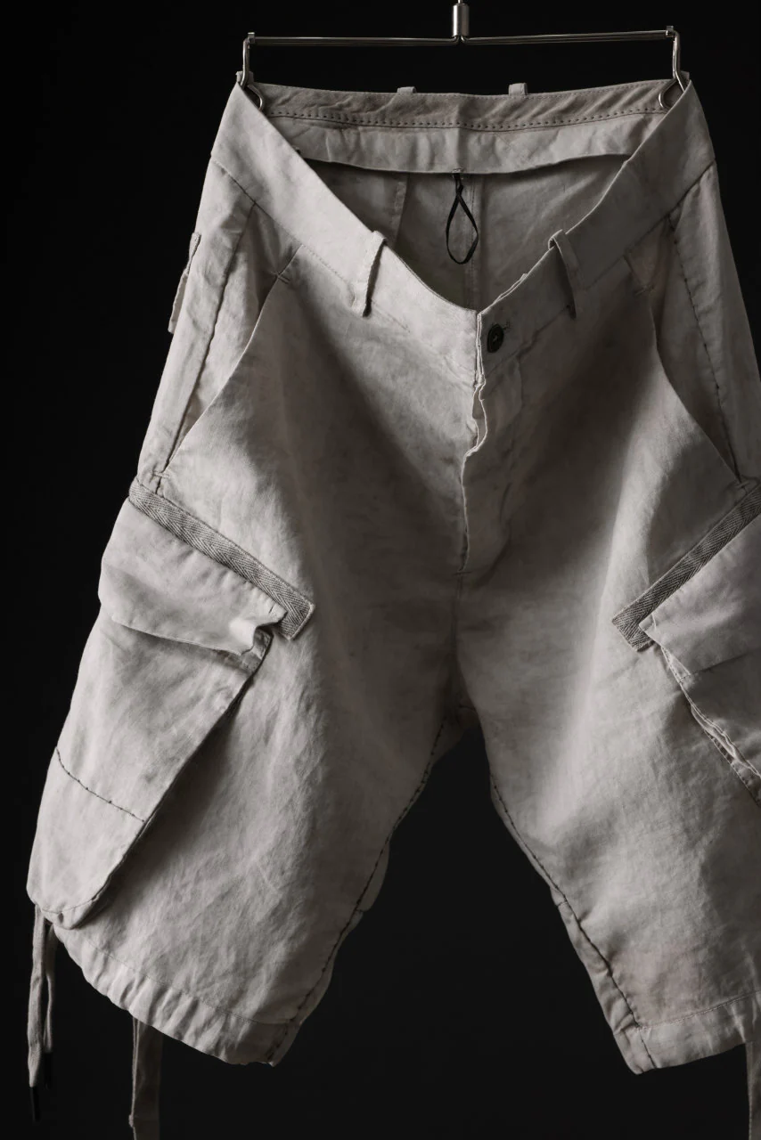 masnada DRAWSTRING HEM BERMUDAS / GARMENT DYE RAMIE (FLINT) - Image 11