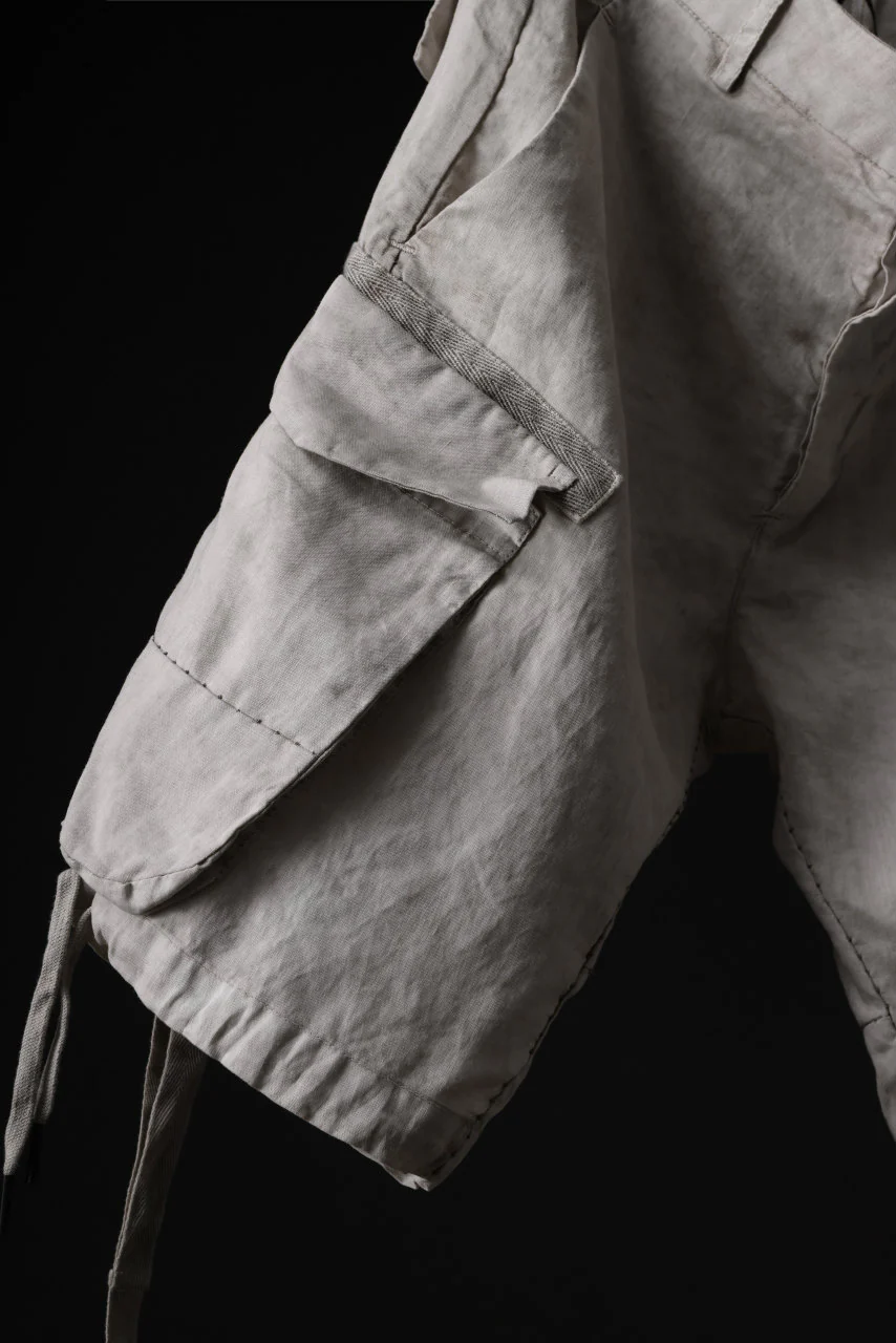 masnada DRAWSTRING HEM BERMUDAS / GARMENT DYE RAMIE (FLINT) - Image 13