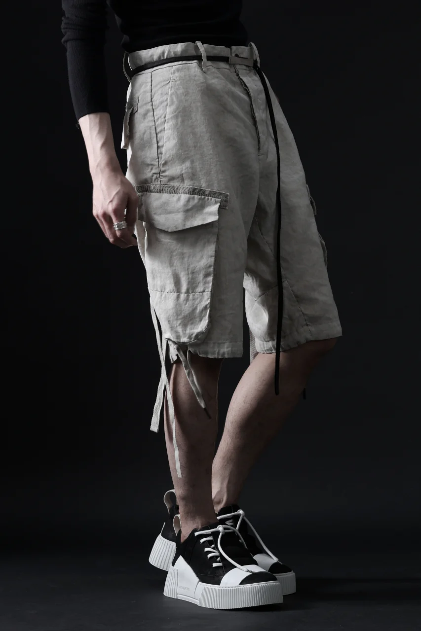 masnada DRAWSTRING HEM BERMUDAS / GARMENT DYE RAMIE (FLINT) - Image 2