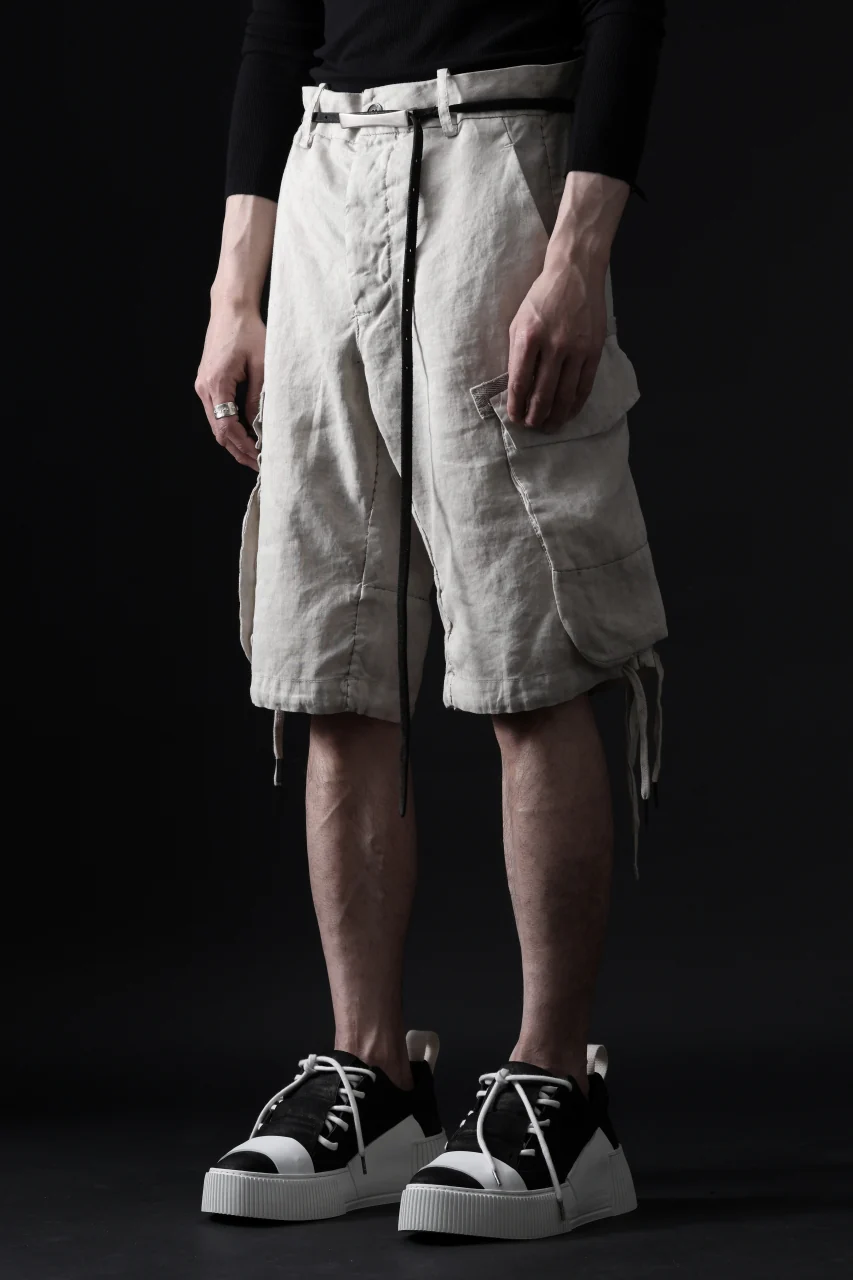 masnada DRAWSTRING HEM BERMUDAS / GARMENT DYE RAMIE (FLINT) - Image 24
