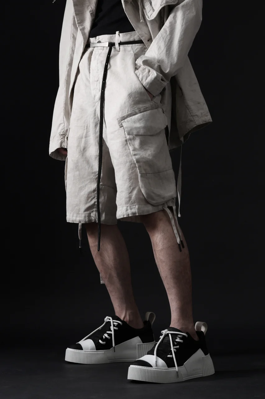 masnada DRAWSTRING HEM BERMUDAS / GARMENT DYE RAMIE (FLINT) - Image 3