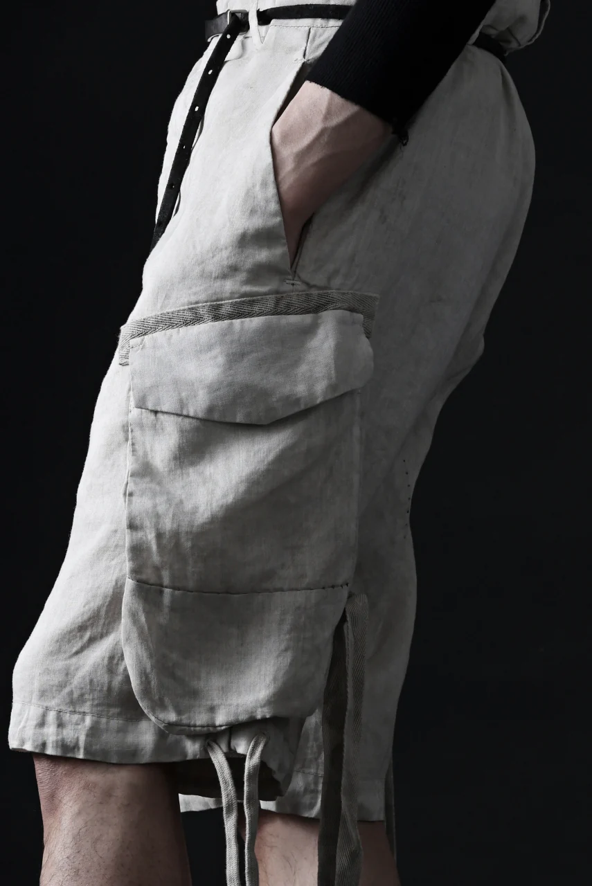 masnada DRAWSTRING HEM BERMUDAS / GARMENT DYE RAMIE (FLINT) - Image 30