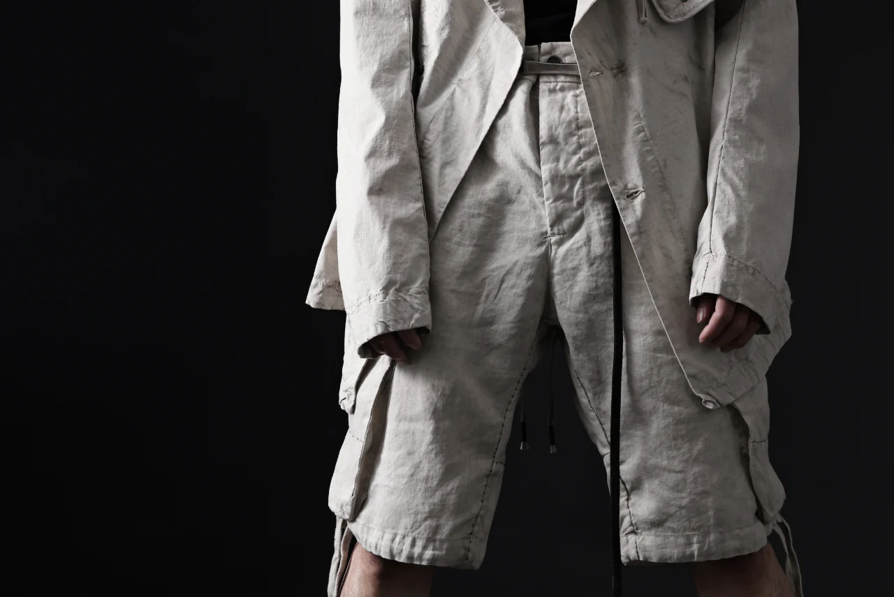 masnada DRAWSTRING HEM BERMUDAS / GARMENT DYE RAMIE (FLINT) - Image 34