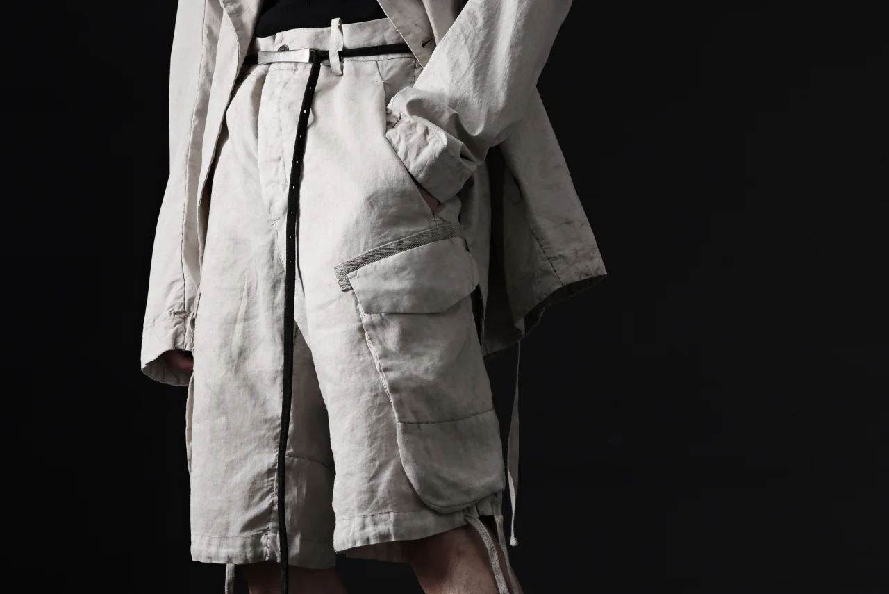 masnada DRAWSTRING HEM BERMUDAS / GARMENT DYE RAMIE (FLINT) - Image 35