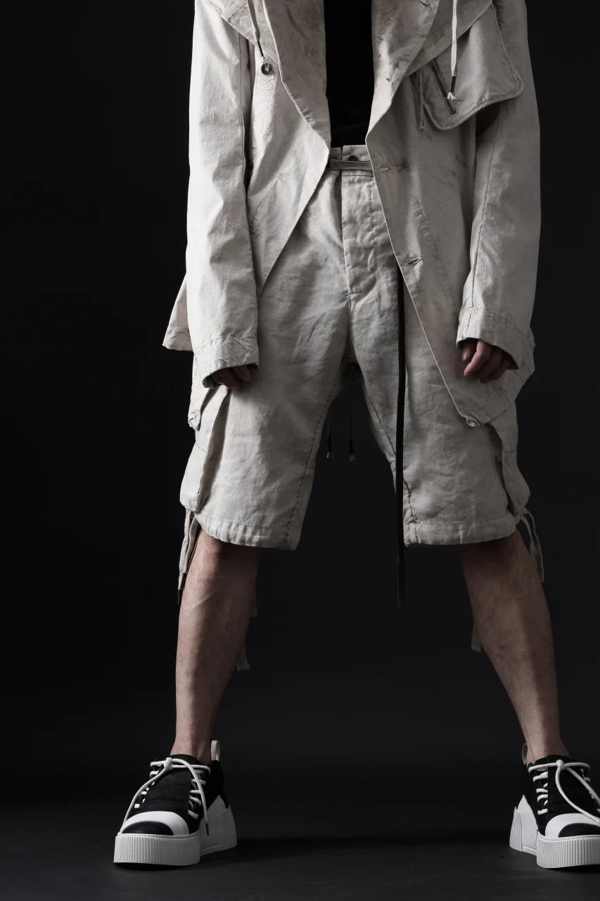 masnada DRAWSTRING HEM BERMUDAS / GARMENT DYE RAMIE (FLINT) - Image 4