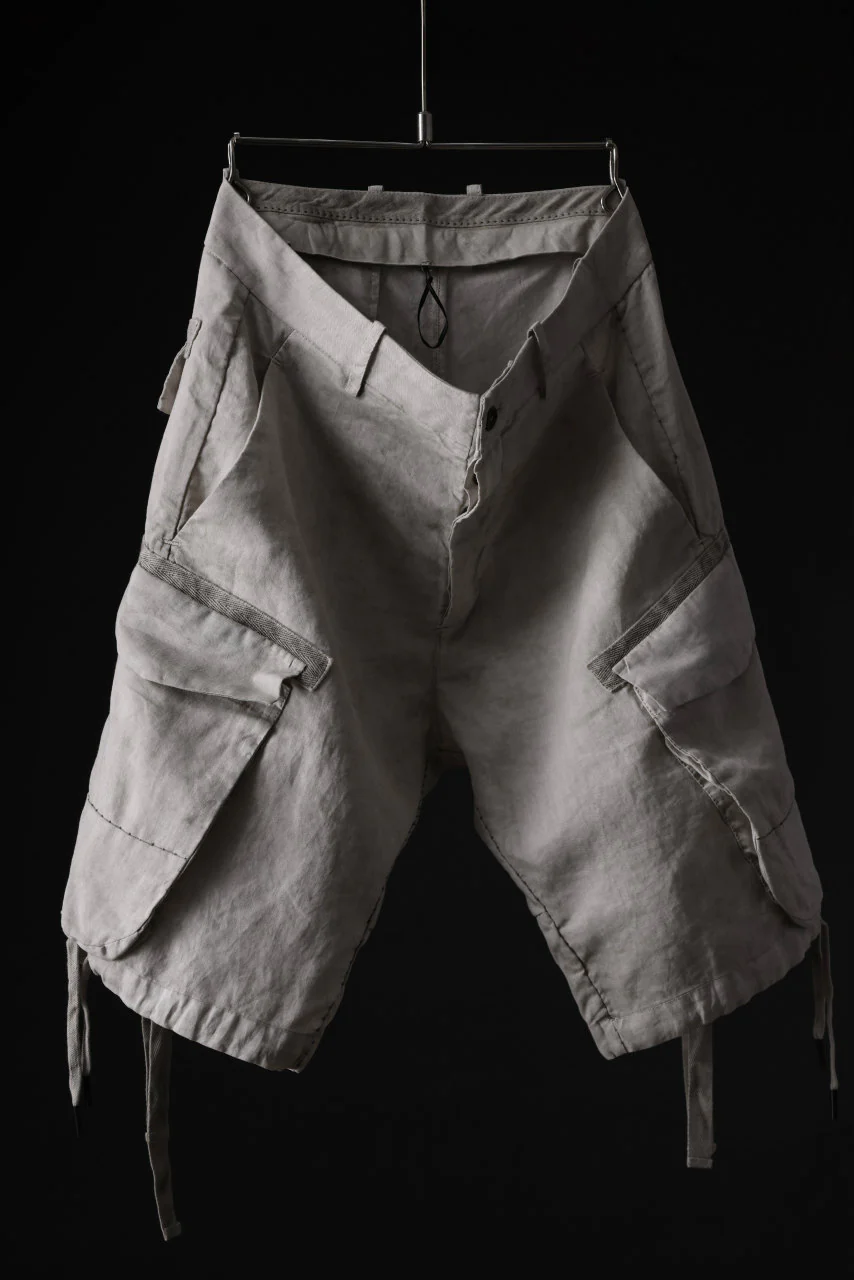 masnada DRAWSTRING HEM BERMUDAS / GARMENT DYE RAMIE (FLINT) - Image 7