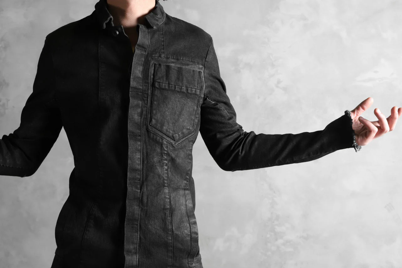 masnada EMBEDDED JEANS JACKET / DENIM ELASTICZZATO (BLACK) - Image 35