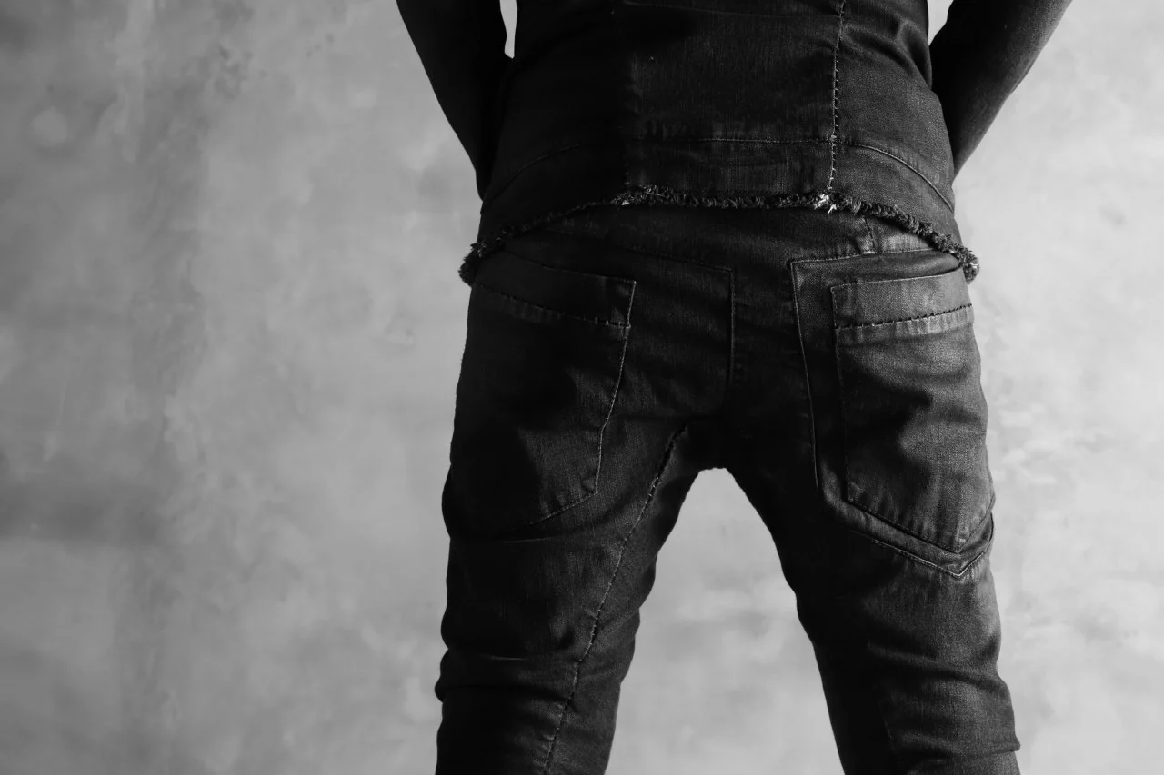masnada EMBEDDED SLIM PANTS / DENIM ELASTICZZATO (BLACK) - Image 35