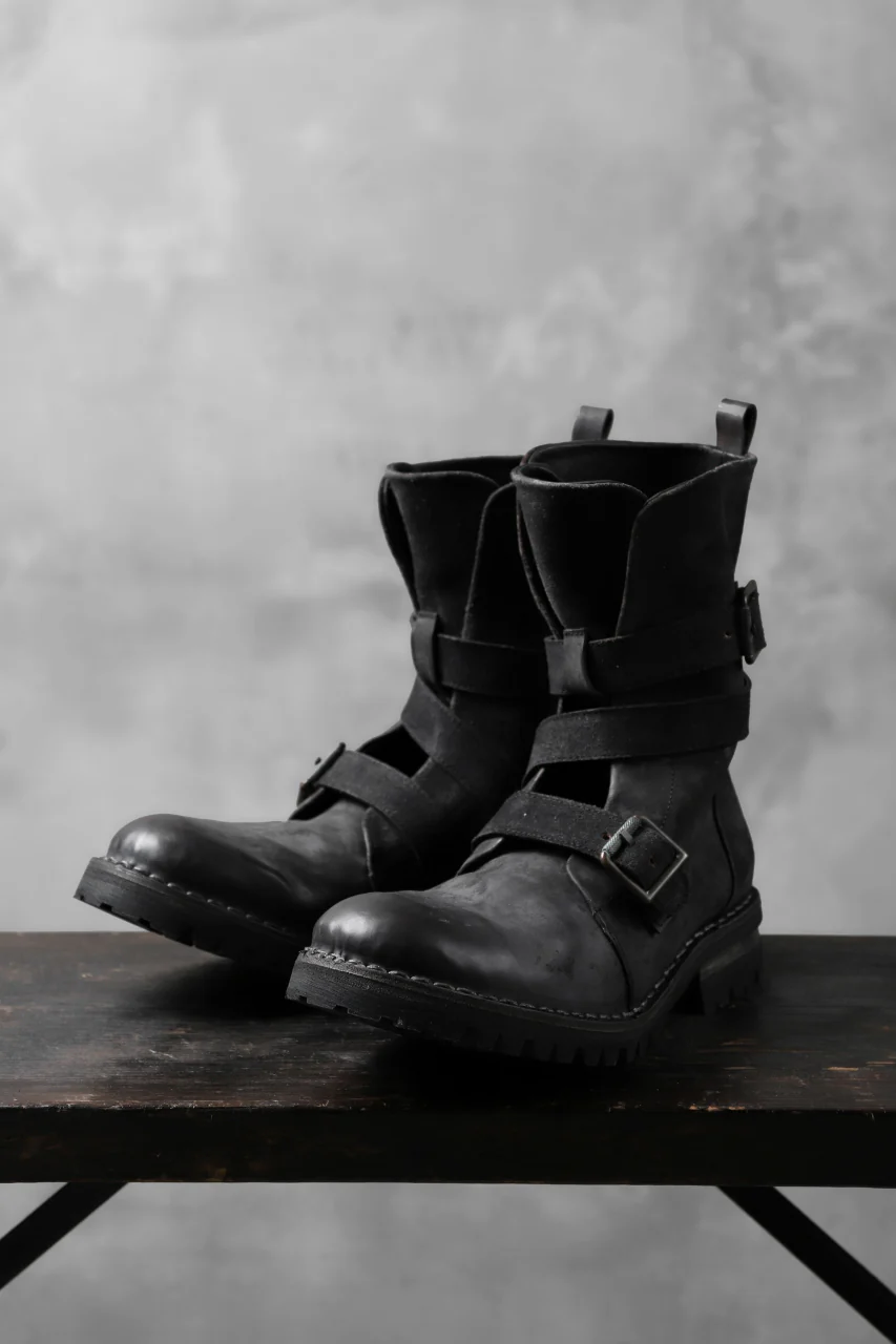 masnada ENGINEER BOOTS / REVERSED HORSE LEATHER (BLACK)