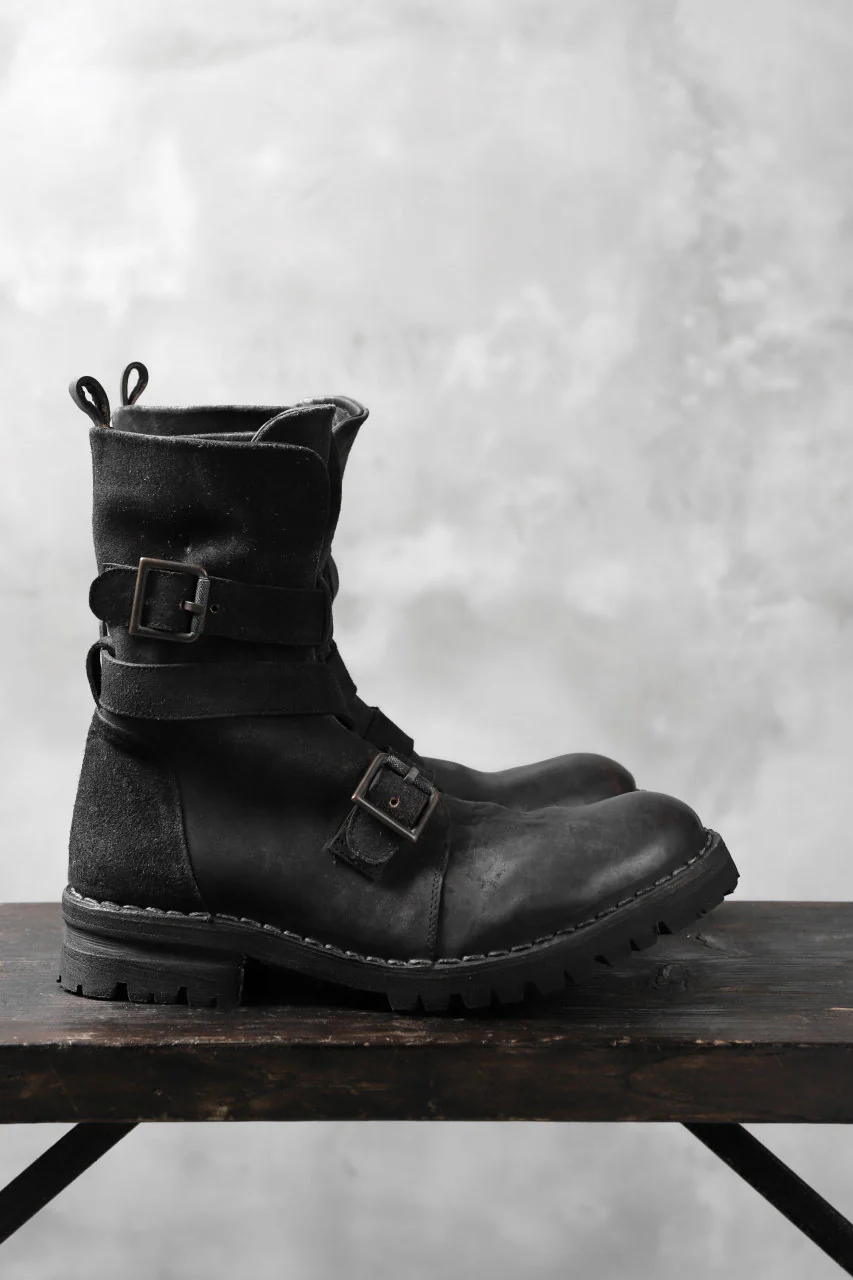 masnada ENGINEER BOOTS / REVERSED HORSE LEATHER (BLACK) - Image 10