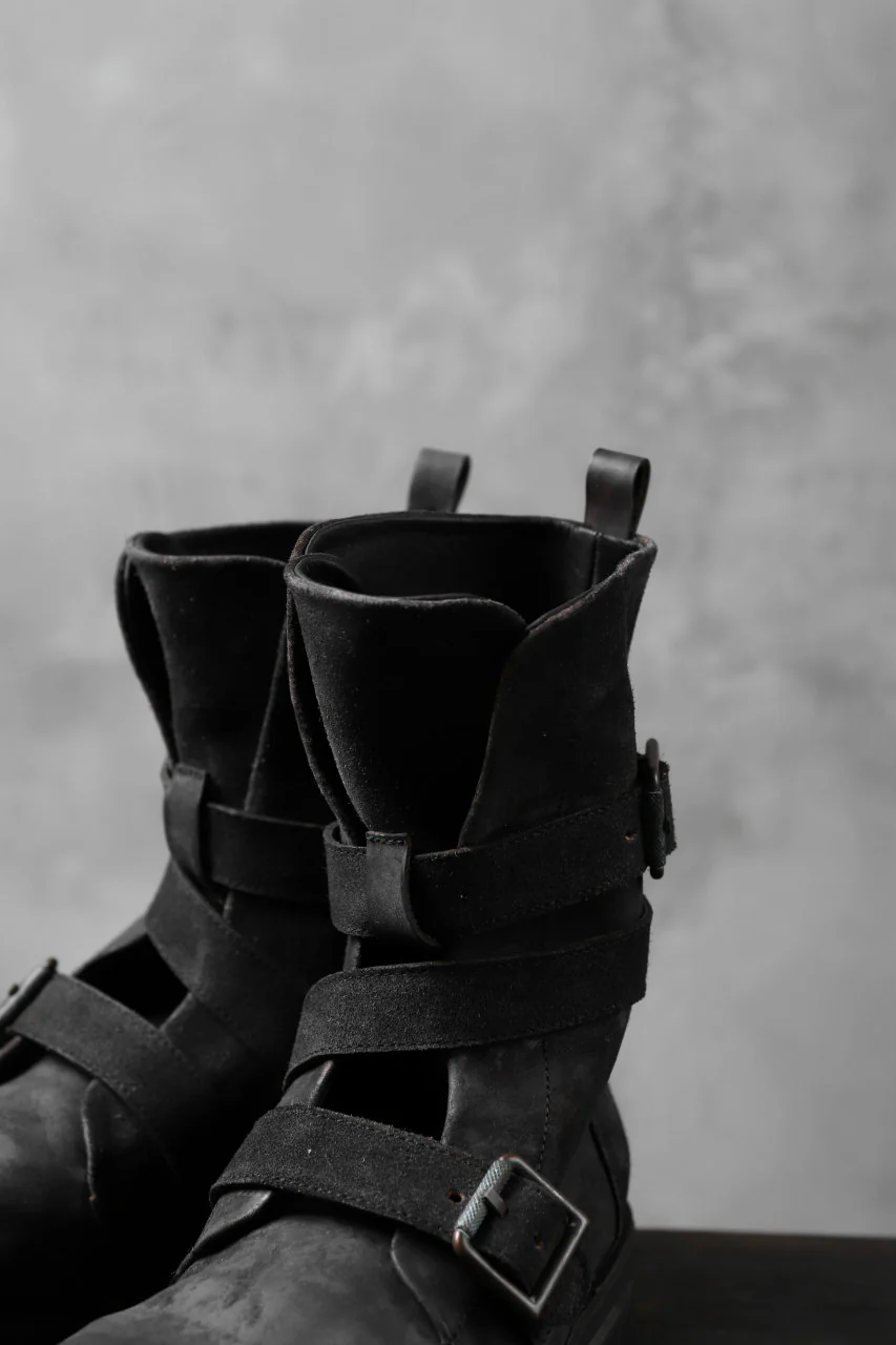 masnada ENGINEER BOOTS / REVERSED HORSE LEATHER (BLACK) - Image 14