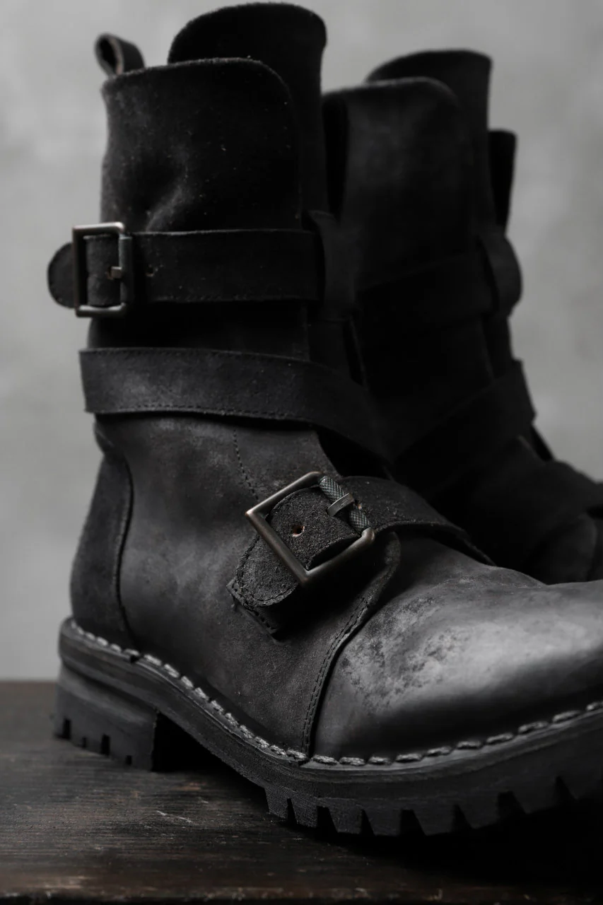 masnada ENGINEER BOOTS / REVERSED HORSE LEATHER (BLACK) - Image 18