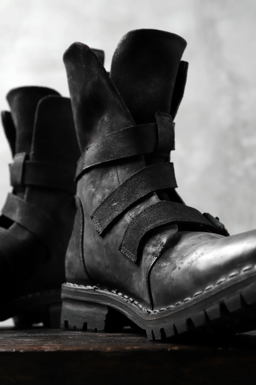 masnada ENGINEER BOOTS / REVERSED HORSE LEATHER (BLACK) - Image 20