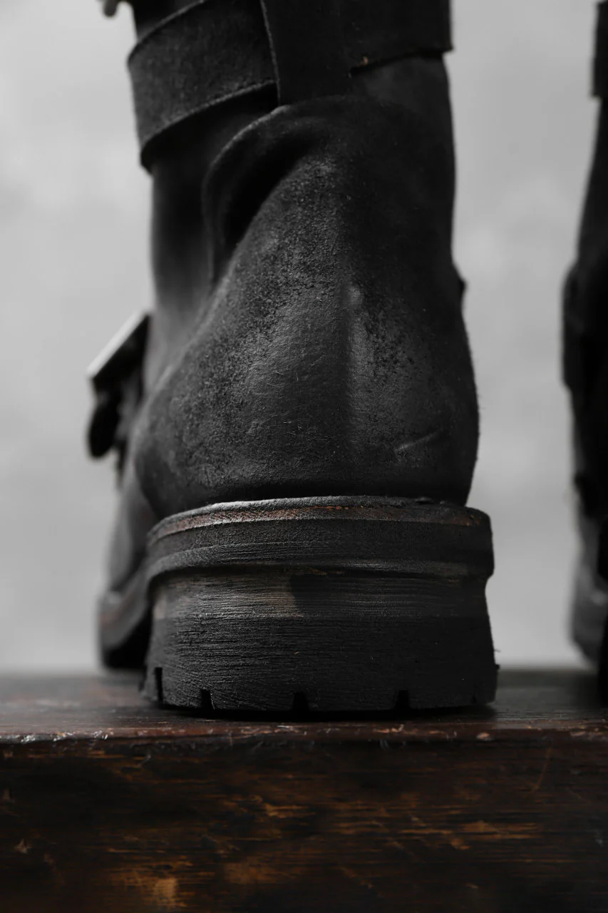 masnada ENGINEER BOOTS / REVERSED HORSE LEATHER (BLACK) - Image 24