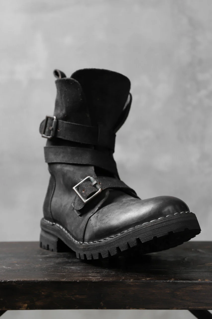 masnada ENGINEER BOOTS / REVERSED HORSE LEATHER (BLACK) - Image 28