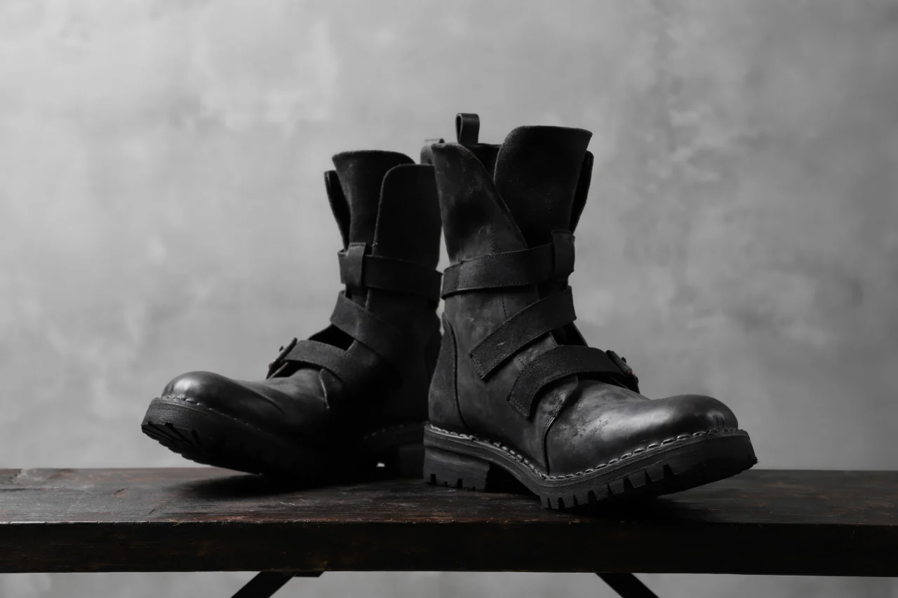 masnada ENGINEER BOOTS / REVERSED HORSE LEATHER (BLACK) - Image 29