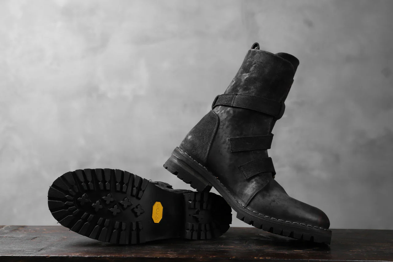 masnada ENGINEER BOOTS / REVERSED HORSE LEATHER (BLACK) - Image 32