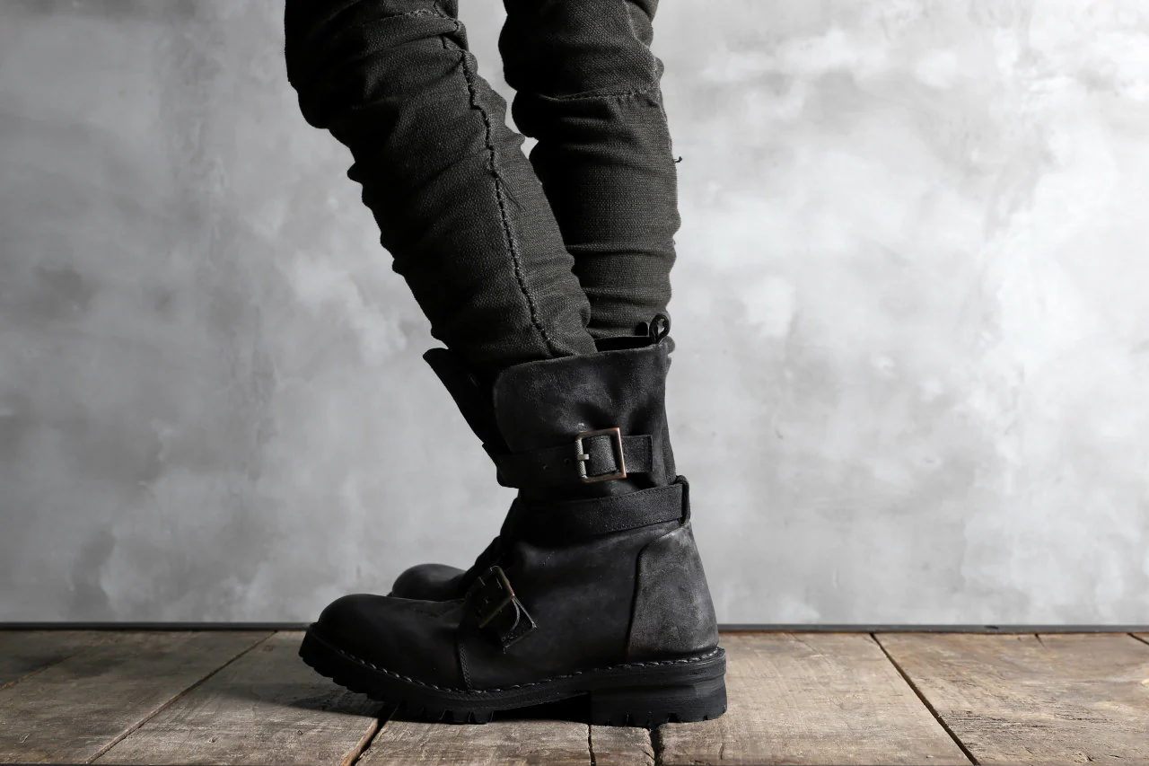 masnada ENGINEER BOOTS / REVERSED HORSE LEATHER (BLACK) - Image 36