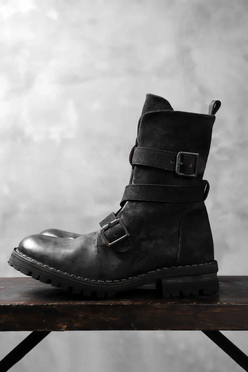 masnada ENGINEER BOOTS / REVERSED HORSE LEATHER (BLACK) - Image 6