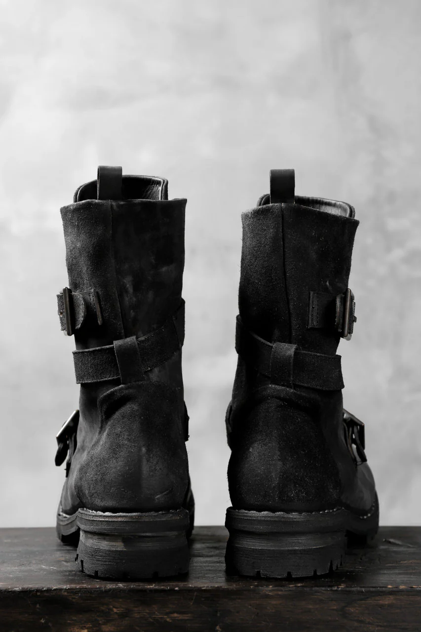 masnada ENGINEER BOOTS / REVERSED HORSE LEATHER (BLACK) - Image 7