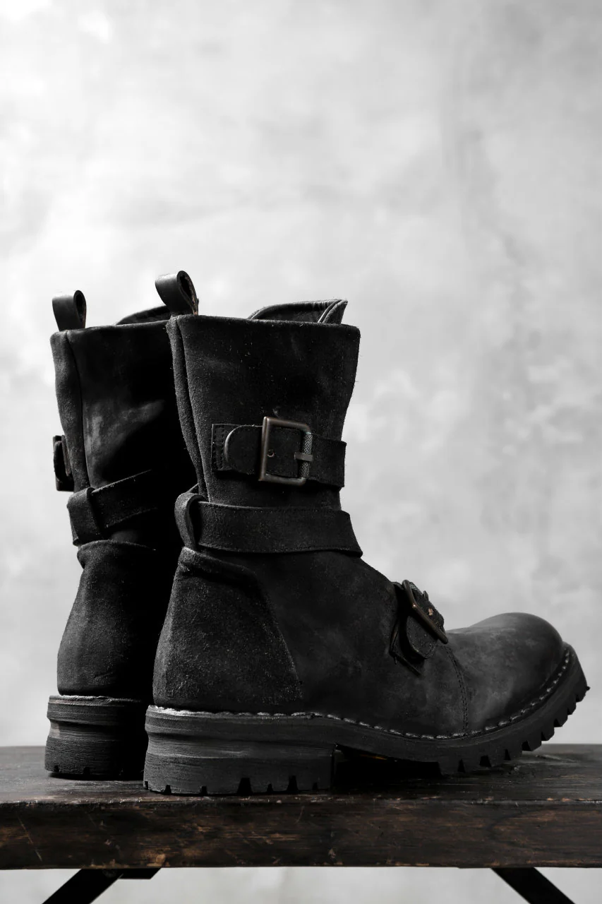 masnada ENGINEER BOOTS / REVERSED HORSE LEATHER (BLACK) - Image 8