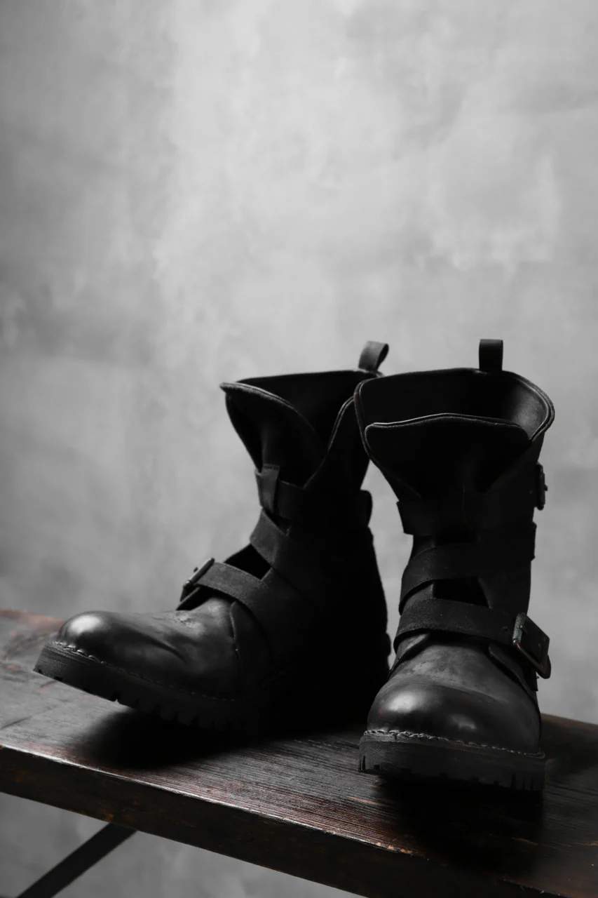 masnada ENGINEER BOOTS / REVERSED HORSE LEATHER (BLACK) - Image 9