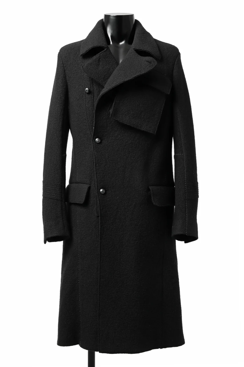 masnada GARRISON POCKET COAT / VOILED WOOL (BLACK)