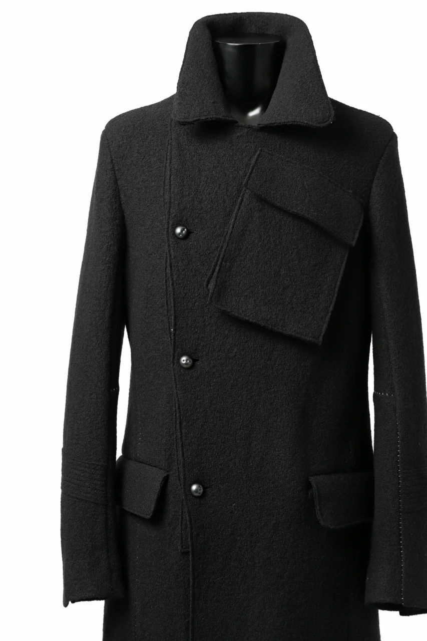 masnada GARRISON POCKET COAT / VOILED WOOL (BLACK) - Image 16