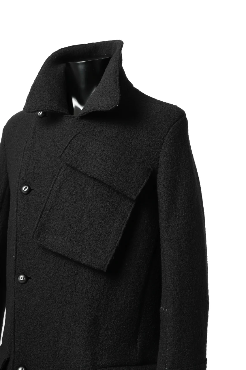 masnada GARRISON POCKET COAT / VOILED WOOL (BLACK) - Image 21